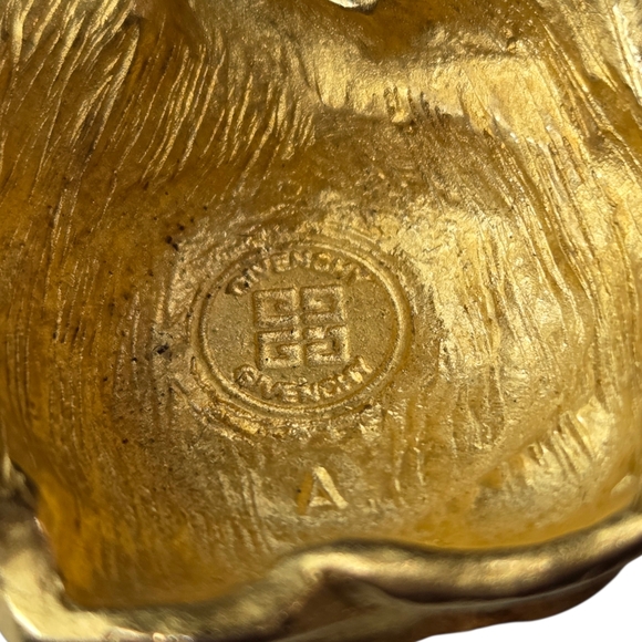 GIVENCHY Vintage 1980's Matte Gold Roses & Leaves Statement Necklace - Picture 4 of 5